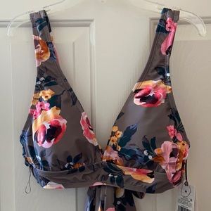SHADE & SHORE TAUPE/FLORAL swim top